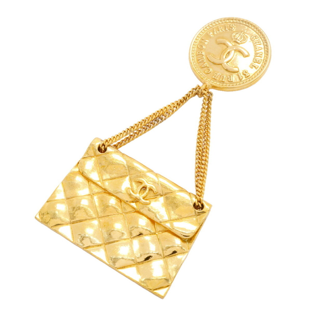CHANEL Gold Logo Brooch